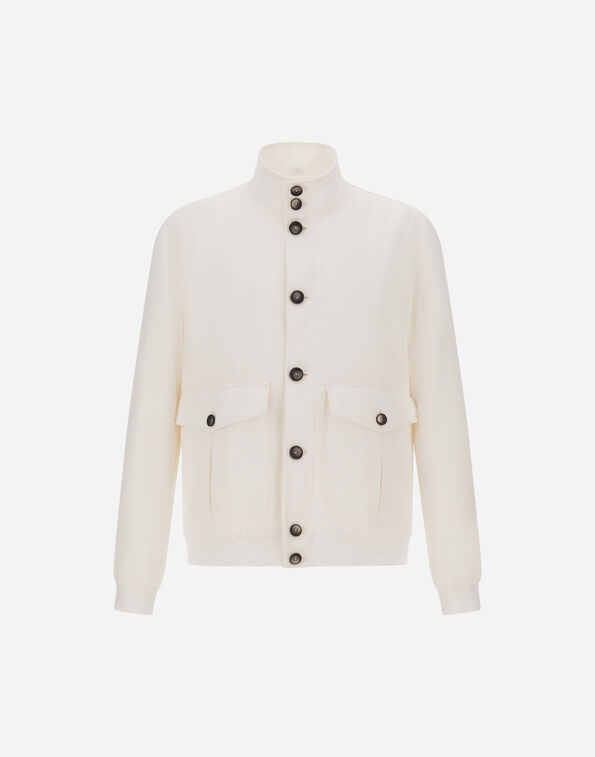 Herno BOMBER JACKET IN COTTON LINEN POPELINE White GI000614U171471000