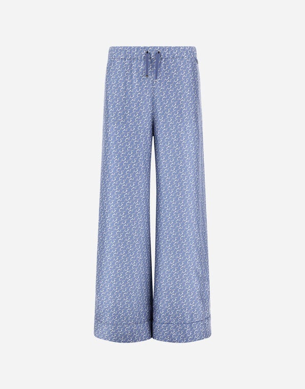 Herno TROUSERS IN ICONIC PRINT SILK Light Blue PT000210D16009P9128