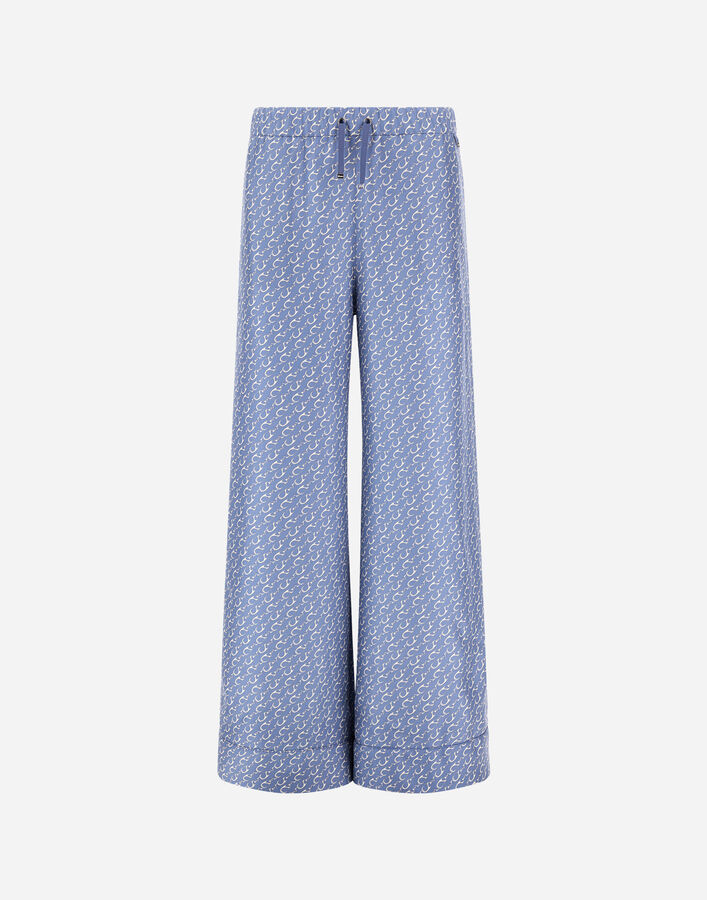 Herno TROUSERS IN ICONIC PRINT SILK Light Blue PT000210D16009P9128