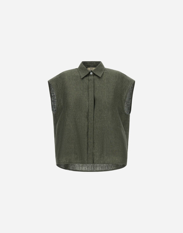 Herno VEST IN NEW LINEN Green CM000049D17105Z7400