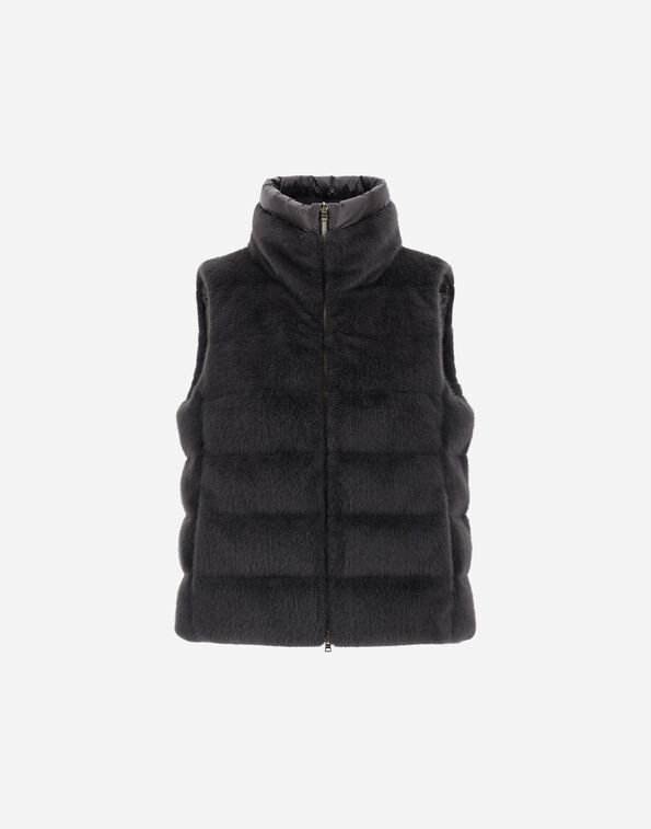 Herno LADY ALTERNATIVE FUR AND NYLON ULTRALIGHT VEST Grey PI002122D126309480