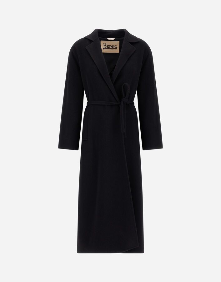 Herno BELTED COAT IN NEW MODERN WOOL Black CA000585D334159300