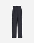 Herno CARGO TROUSERS IN FLUID WOOL Iron PT000179D334539487