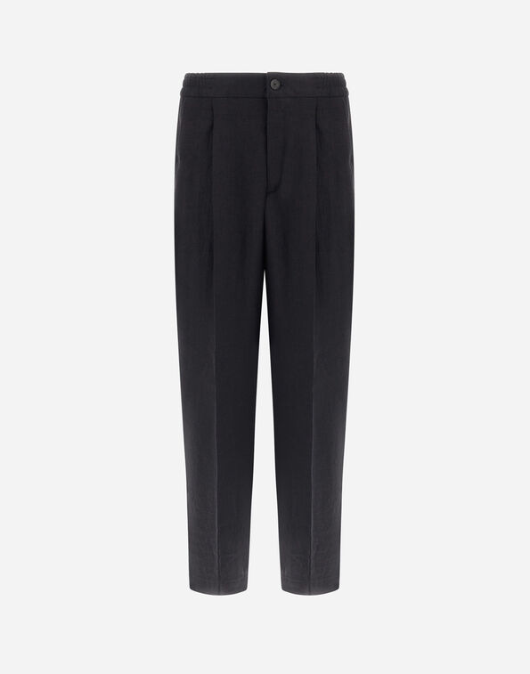 Herno TROUSERS IN SLUBBING LINEN Black PT000202U17155S9300