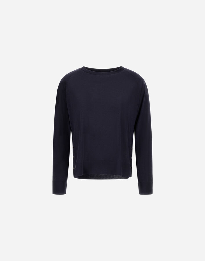 Herno LONG-SLEEVED T-SHIRT IN GLAM KNIT&nbsp;EFFECT Navy Blue JG000311D520569200
