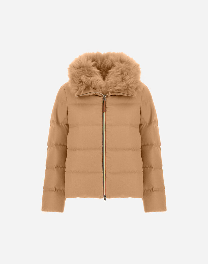 Herno JACKET IN CASHMERE, SILK AND MONOGRAM Camel PI002151D380872157