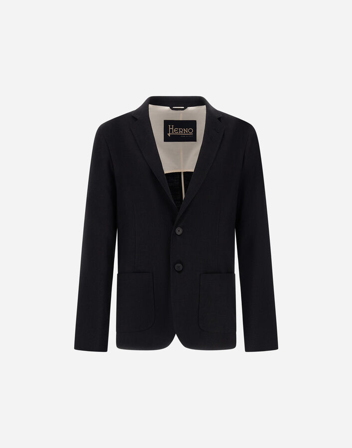 Herno BLAZER IN SLUBBING LINEN Black GA000215U17155S9300