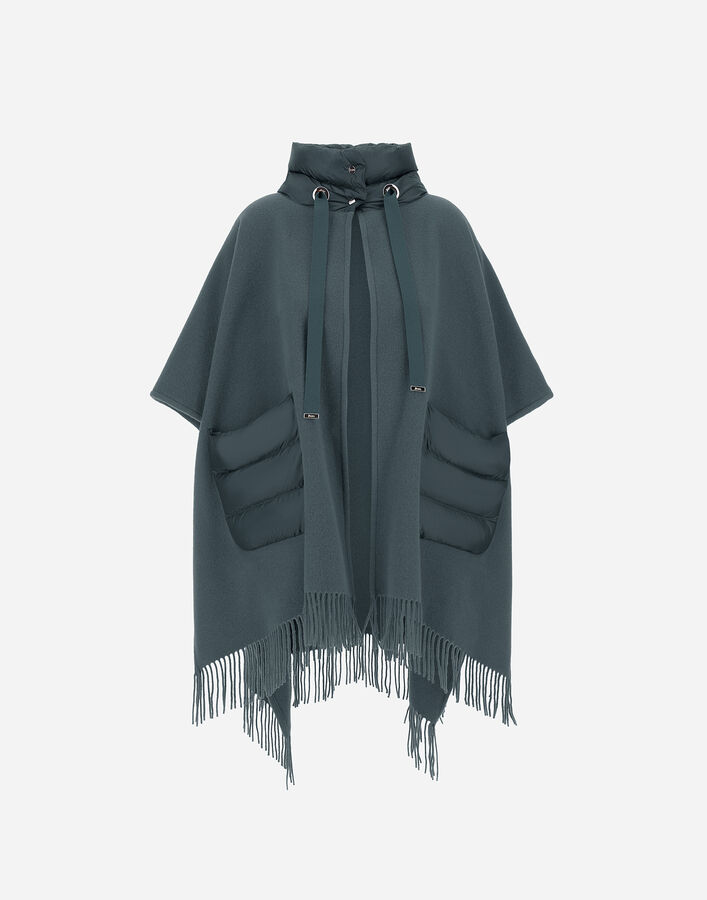 Herno RESORT PONCHO IN WARMY & NYLON ULTRALIGHT Midnight Teal GC00066DR333959123