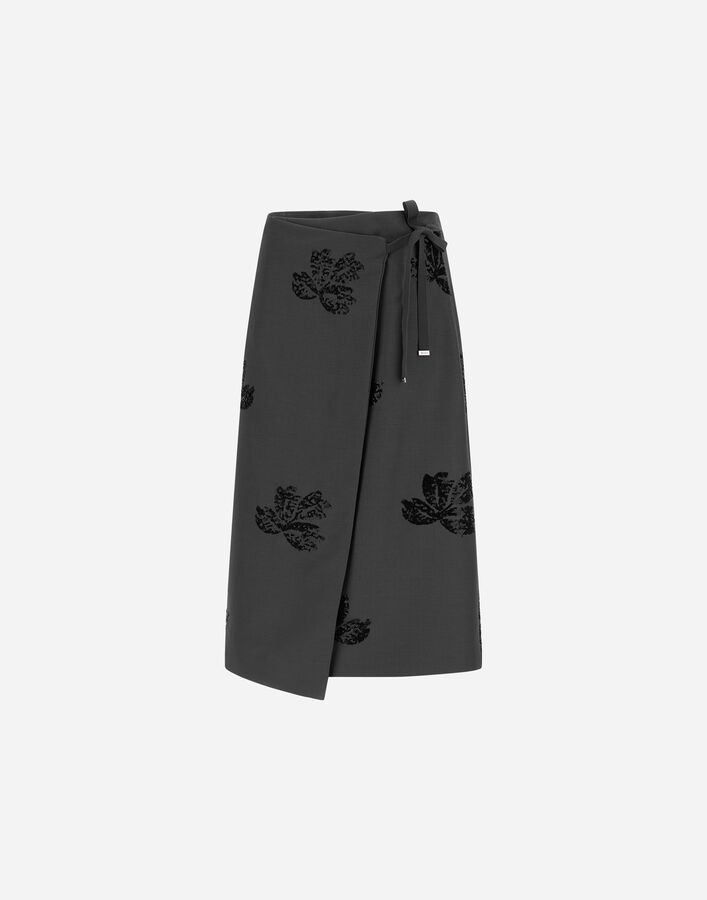 Herno EMBROIDERED FLANNEL SKIRT Iron GN000087D127709487