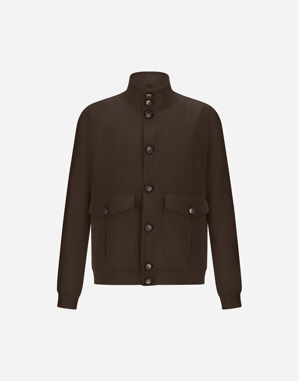 Herno BOMBER JACKET IN COTTON LINEN POPELINE Brown GI000614U171478800