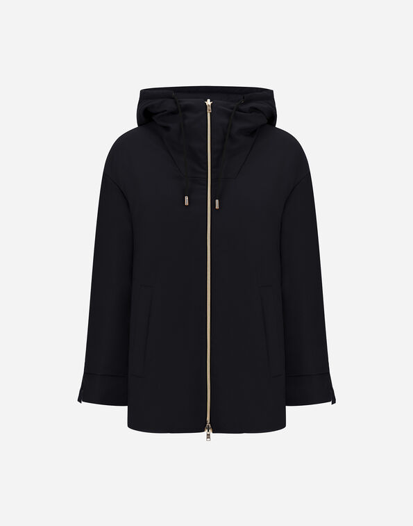 Herno REVERSIBLE PARKA IN FLUID WOOL AND CHANGING NYLON Black PI0037DNW33453Z9300