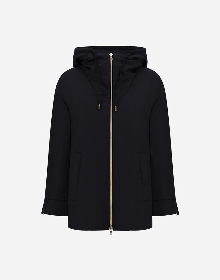 Herno REVERSIBLE PARKA IN FLUID WOOL AND CHANGING NYLON Black PI0037DNW33453Z9300