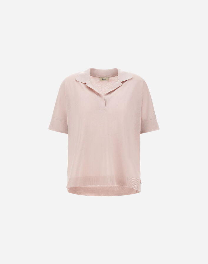 Herno POLO IN GLAM KNIT EFFECT Powder Pink JPL00113D520564035