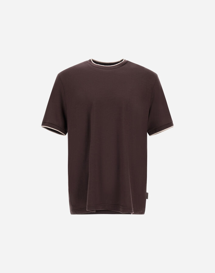 Herno SOFT WOOL JERSEY T-SHIRT Dark Chocolate JG000244U520688800