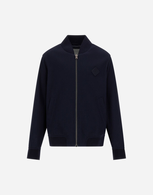 Herno BOMBER JACKET IN HONEYCOMB WEAVE CLOTH Navy Blue GI000077B128729200