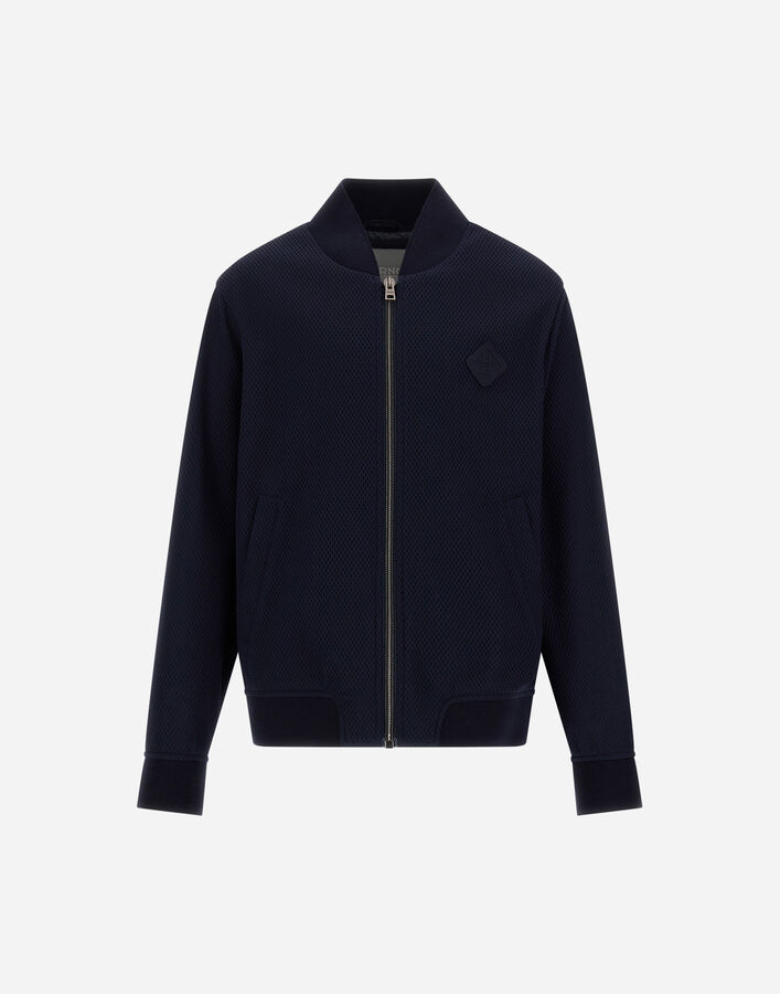 Herno BOMBER JACKET IN HONEYCOMB WEAVE CLOTH Navy Blue GI000077B128729200