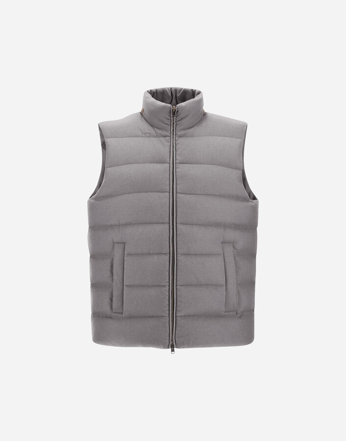 Herno VEST IN CASHMERE, SILK AND MONOGRAM Grey PI001282U380879430
