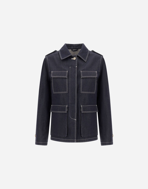 Herno FIELD JACKET IN ORGANIC DENIM Navy Blue GA000332D133219200