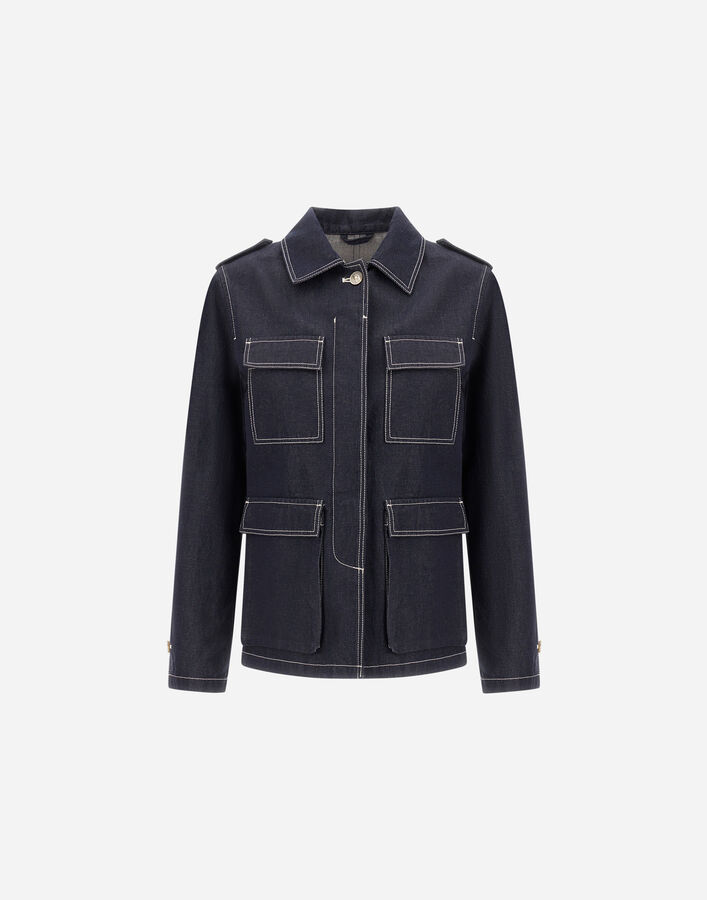 Herno FIELD JACKET IN ORGANIC DENIM Navy Blue GA000332D133219200