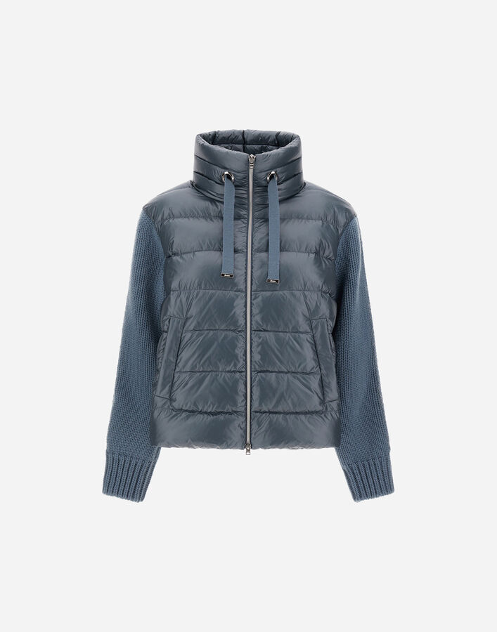 Herno RESORT JACKET IN NYLON ULTRALIGHT & KNIT Midnight Teal PI00138DR12017Z9123