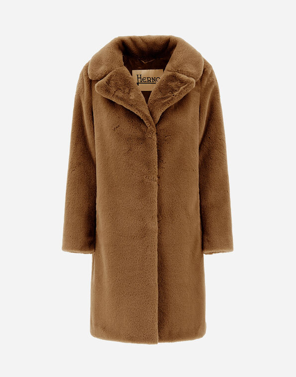 Herno COAT IN SOFT ALTERNATIVE FUR Camel GC000461D124222157