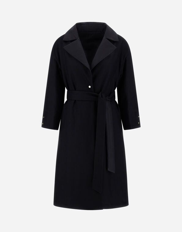 Herno REVERSIBLE COAT IN FLUID WOOL AND CHANGING NYLON Black CA0003DNW33453Z9300