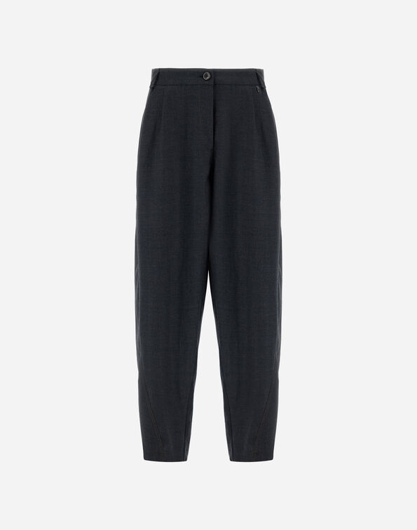 Herno RELAXED TROUSERS IN FLUID WOOL Iron PT000177D334539487