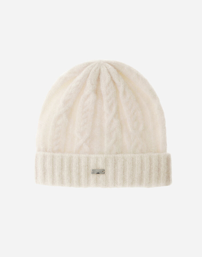 Herno RESORT BEANIE IN CABLE KNIT ALPACA WOOL Cream BER0009DR702751010