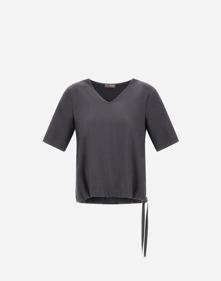 Herno RESORT T-SHIRT IN MELANGE FLANNEL Iron BL00015DR126529487