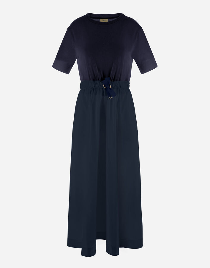 Herno DRESS IN GLAM KNIT EFFECT AND TECHNO TAFFETA Navy Blue AB000032D520569200