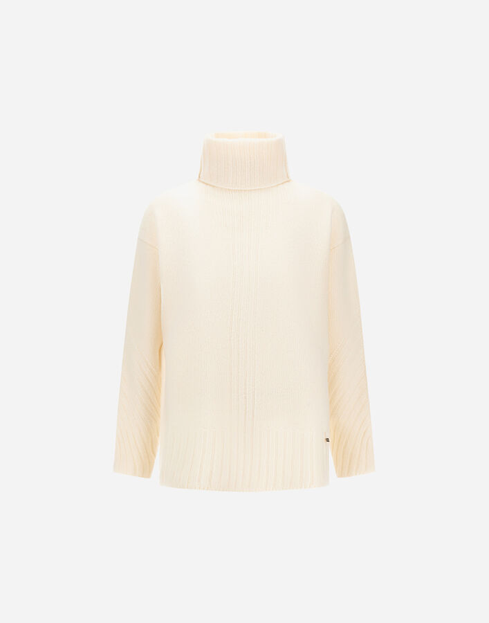 Herno TURTLENECK SWEATER IN 100% WOOL Cream ML000039D701001010