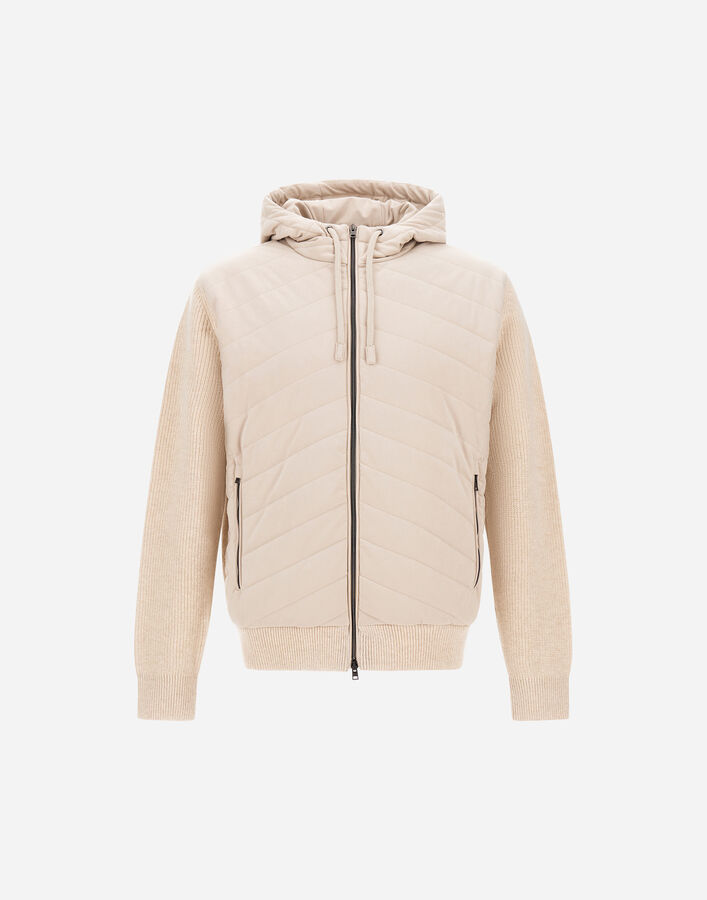 Herno RESORT COB CARDED WOOL AND SUEDE EFFECT HOODIE Chantilly/Light Blue MP00001UR702601990