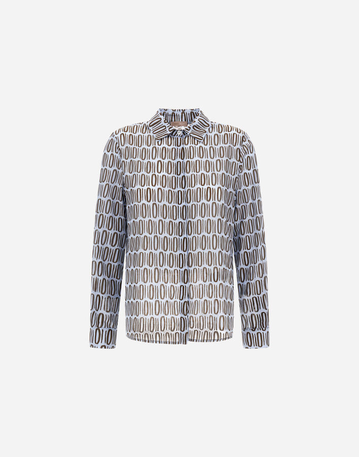 Herno RESORT LIGHT COTTON RECTANGULAR PRINT SHIRT Light Blue/Brown CM00012DR13264PM019080
