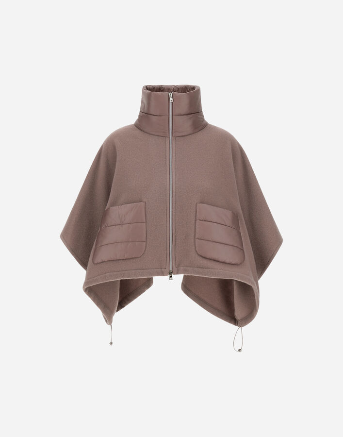 Herno RESORT SHORT PONCHO IN WARMY CASHMERE WOOL & NYLON ULTRALIGHT Light Lilla GI00042DR333954400