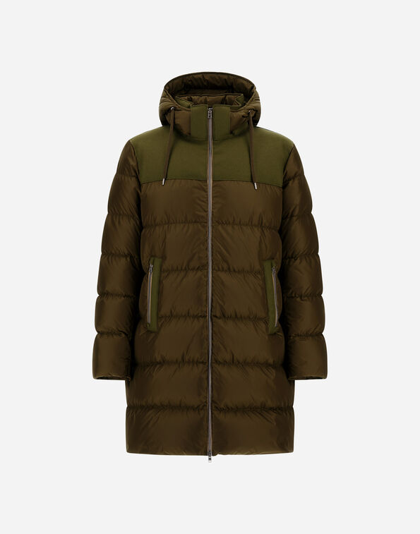 Herno LONG JACKET IN NYLON CHAMONIX AND PURE WOOL CLOTH Military PI001252U12004Z7740