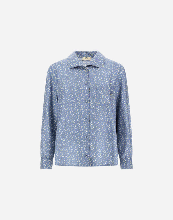 Herno SHIRT IN ICONIC PRINT SILK Light Blue CM000041D16009P9128