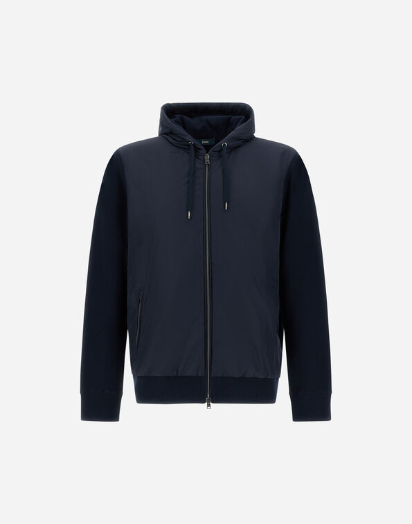 Herno PIQUE' KNIT AND NYLON JACKET Blue MC000168U720569201