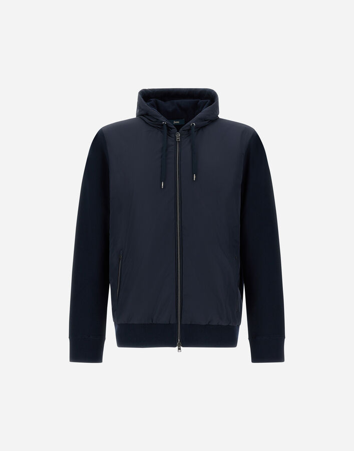 Herno PIQUE' KNIT AND NYLON JACKET Blue MC000168U720569201