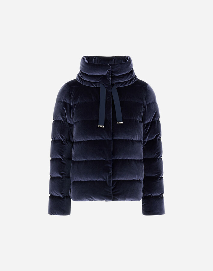 Herno JACKET IN SMOOTH VELVET Navy Blue PI002180D15020S9200