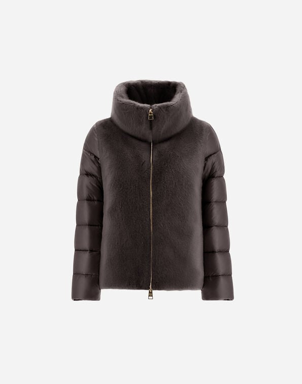 Herno CAPE IN NYLON ULTRALIGHT AND LADY ALTERNATIVE FUR Grey PI002017D12017Z9480