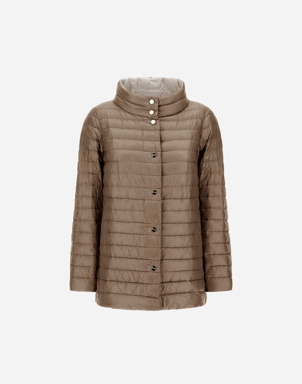 Herno REVERSIBLE A-SHAPE JACKET IN NYLON ULTRALIGHT Dove Grey/Chantilly PI1234D12017Z2619