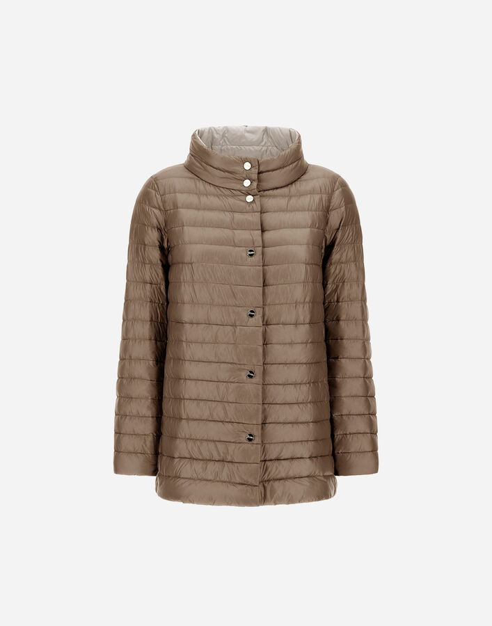 Herno REVERSIBLE A-SHAPE JACKET IN NYLON ULTRALIGHT Dove Grey/Chantilly PI1234D12017Z2619