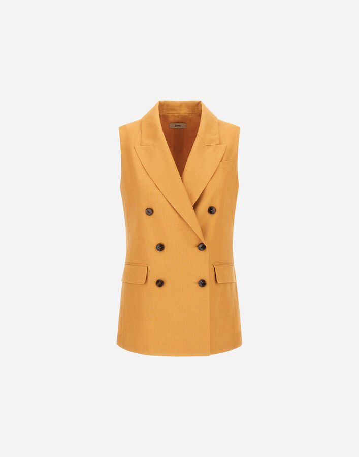 Herno VEST IN PURE LINEN Mustard GA000320D171573820