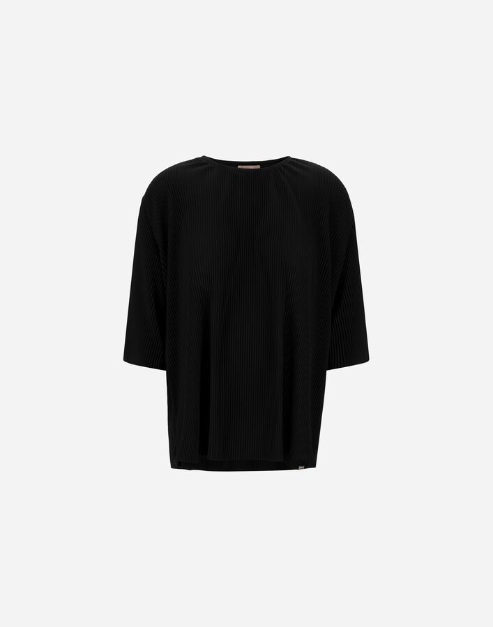 Herno RESORT T-SHIRT IN PLEATED JERSEY Black JG00056DR521099300