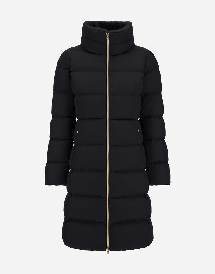 Herno SATIN AND LADY ALTERNATIVE FUR LONG JACKET Black PI002124D12170Z9300