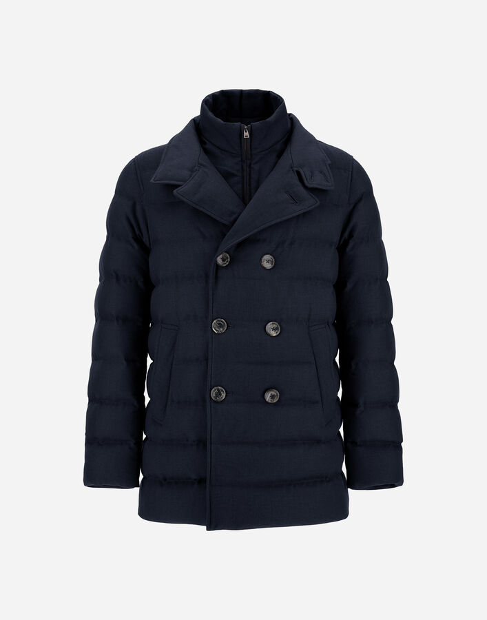Herno NORFOLK WOOL BLEND PEACOAT Navy Blue PI001271U332789200